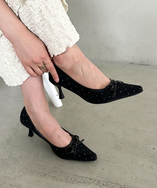 MYMOOD.(マイムード)の「ドットローヒールリボンパンプス(パンプス・レディース・ブラック/ホワイト・24.5cm/23.5cm)」の10枚目の写真