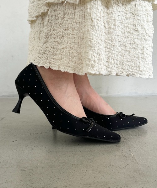 MYMOOD.(マイムード)の「ドットローヒールリボンパンプス(パンプス・レディース・ブラック/ホワイト・24.5cm/23.5cm)」の14枚目の写真