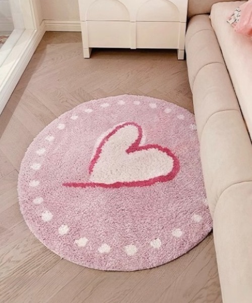 セール】ハート柄ラウンドラグマット ミニラグマット バス キッチン