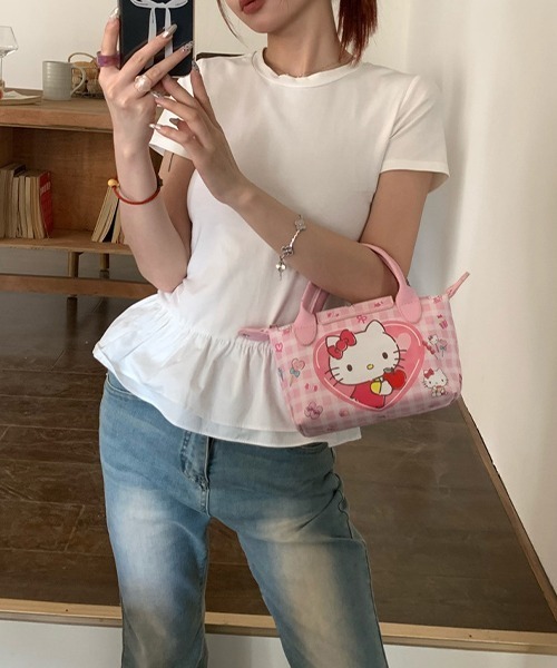 c.u.l(シーユーエル)の「ペプラム フリルレイヤードTシャツ culw823(Tシャツ/カットソー・レディース・ホワイト/ブラック・L/M)」の9枚目の写真