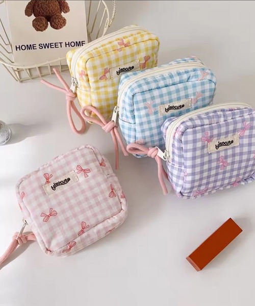 セール】【 Port / ポート 】 ギンガムチェック リボン スクエア ミニ