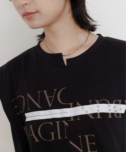 Eimee Law（エイミーロウ）の「リメイクショルダータック トップス（Tシャツ/カットソー・レディース・ダークグレー/ブラック/オフホワイト・FREE）」の12枚目の写真