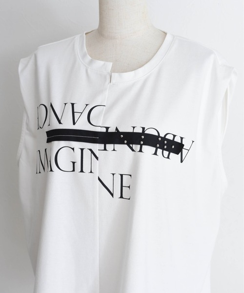 Eimee Law（エイミーロウ）の「リメイクショルダータック トップス（Tシャツ/カットソー・レディース・ダークグレー/ブラック/オフホワイト・FREE）」の5枚目の写真