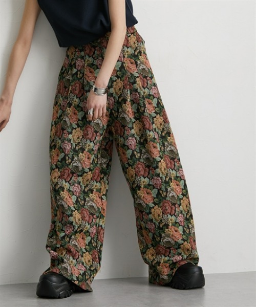 Soiunique（スワユニーク）の「総柄ジャガードワイドパンツ［Soiunique］（その他パンツ・レディース・ブラック系・01/02）」の3枚目の写真