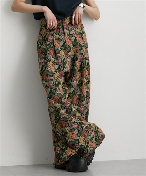 Soiunique（スワユニーク）の「総柄ジャガードワイドパンツ［Soiunique］（その他パンツ・レディース・ブラック系・01/02）」の4枚目の写真