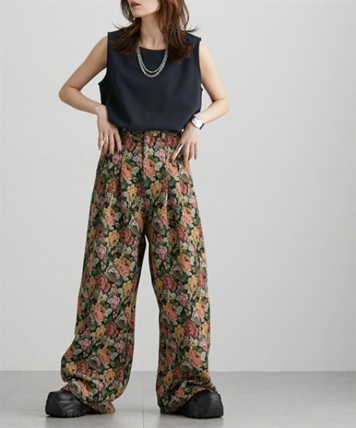 Soiunique（スワユニーク）の「総柄ジャガードワイドパンツ［Soiunique］（その他パンツ・レディース・ブラック系・01/02）」の5枚目の写真