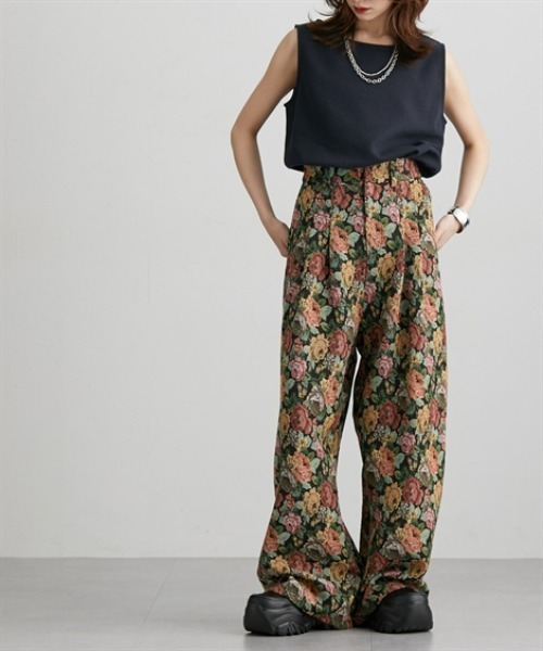 Soiunique（スワユニーク）の「総柄ジャガードワイドパンツ［Soiunique］（その他パンツ・レディース・ブラック系・01/02）」の6枚目の写真