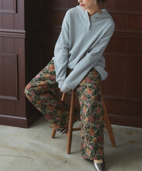 Soiunique（スワユニーク）の「総柄ジャガードワイドパンツ［Soiunique］（その他パンツ・レディース・ブラック系・01/02）」の9枚目の写真