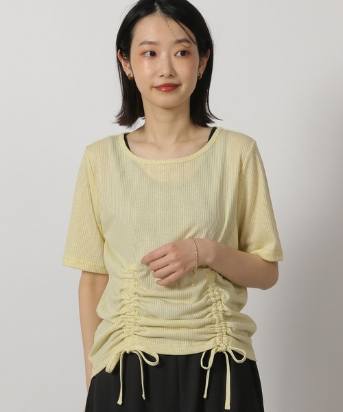 LAKOLE(ラコレ)の「ドロストシアーテレコ半袖T / 291827(Tシャツ/カットソー・レディース・グレー/オフホワイト/ブラック/イエロー・FREE)」の4枚目の写真