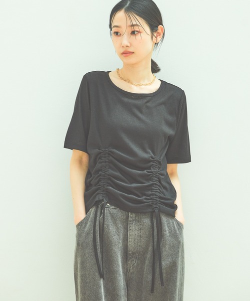 LAKOLE(ラコレ)の「ドロストシアーテレコ半袖T / 291827(Tシャツ/カットソー・レディース・グレー/オフホワイト/ブラック/イエロー・FREE)」の3枚目の写真