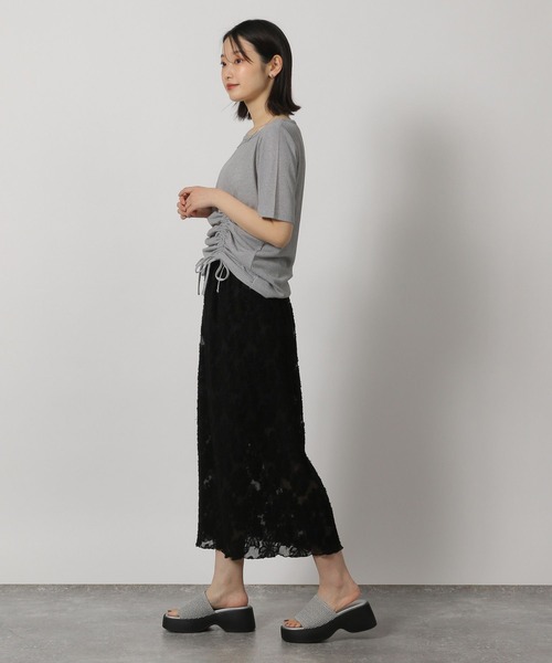 LAKOLE(ラコレ)の「ドロストシアーテレコ半袖T / 291827(Tシャツ/カットソー・レディース・グレー/オフホワイト/ブラック/イエロー・FREE)」の6枚目の写真