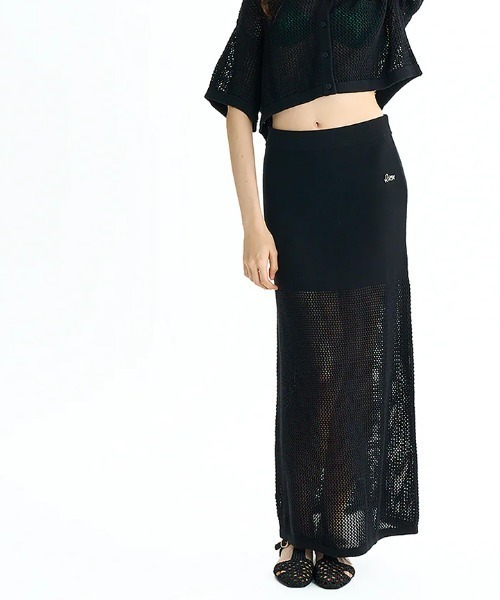 RVCA(ルーカ)の「【RVCA/ルーカ】25SS OHANA KNIT SKIRT/コットンニットロングメッシュスカート(スカート・レディース・ブラック・SMALL/MEDIUM)」の1枚目の写真