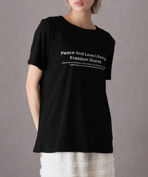 フロントロゴプリントクルーネックTシャツ