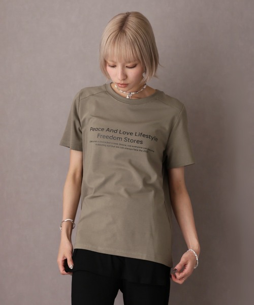 Girly Doll(ガーリードール)の「フロントロゴプリントクルーネックTシャツ(Tシャツ/カットソー・レディース・カーキ/ブラック/ホワイト・F)」の20枚目の写真