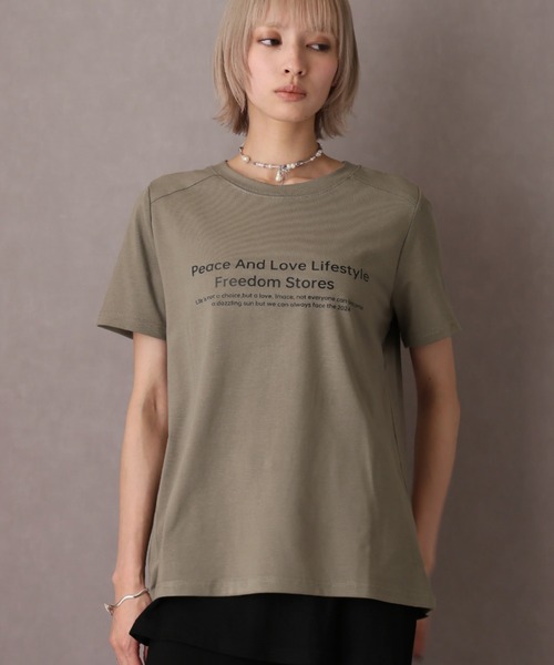 Girly Doll(ガーリードール)の「フロントロゴプリントクルーネックTシャツ(Tシャツ/カットソー・レディース・カーキ/ブラック/ホワイト・F)」の16枚目の写真