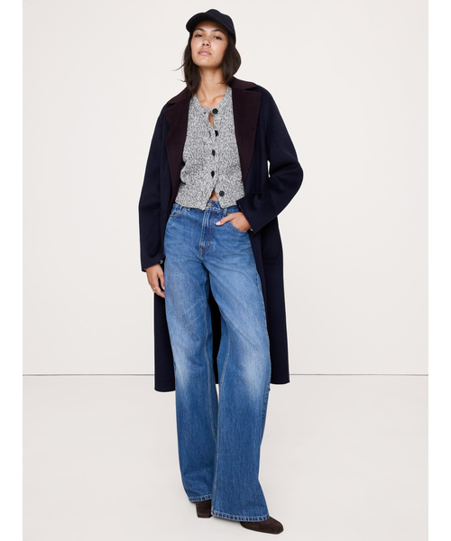 Banana Republic(バナナリパブリック)の「オーバーサイズ コットン クロップドカーディガン(カーディガン/ボレロ・レディース・ブラック×ホワイト/マルチ・L/M/XS/S)」の7枚目の写真