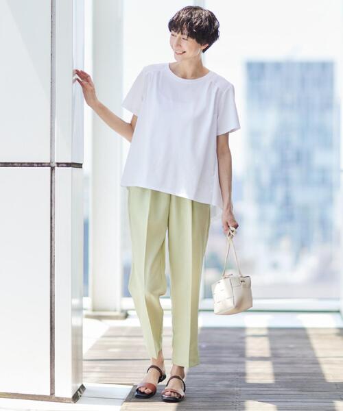 Dessin（デッサン）の「【ウエストゴム・洗える】センターライン入りテーパードパンツ（XS～L）（その他パンツ・レディース・ナチュラル/ネイビー/サックスブルー/カーキ/ライトイエロー系・00/01/02/03）」の12枚目の写真