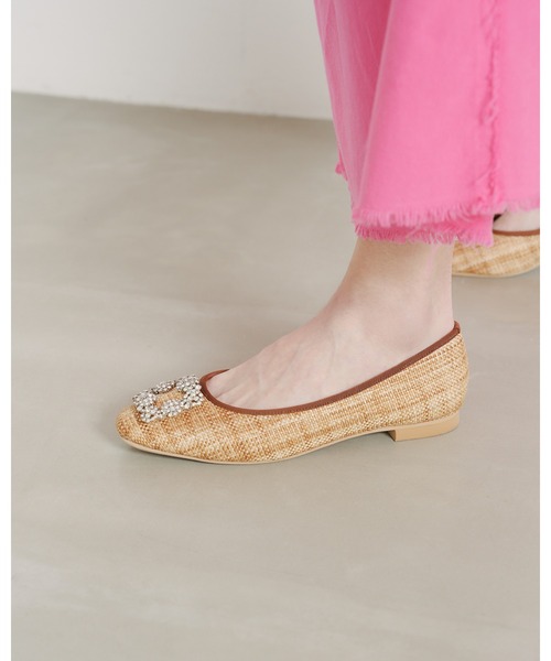 Emma Francis(エマフランシス)の「フラット パナマ ビジュー パンプス(パンプス・レディース・アイボリー/キャメル・22.5cm/23.0cm/23.5cm/24.0cm/24.5cm/25.0cm/22.0cm)」の2枚目の写真