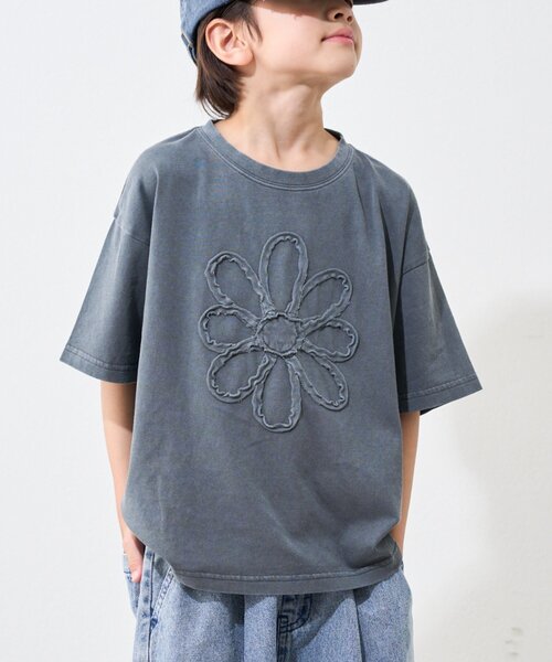 CIAOPANIC TYPY(チャオパニックティピー)の「【WEB限定】【KIDS】ピグメント加工フラワーロープTee(Tシャツ/カットソー・キッズ・ライトグレー/イエロー/チャコールグレー/ブルー/レッド・SMALL/MEDIUM/LARGE/X-LARGE/XX-LARGE)」の1枚目の写真