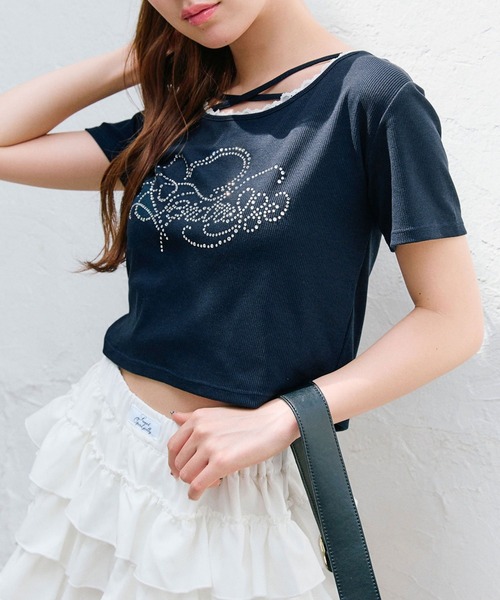OLIVE des OLIVE（オリーブデオリーブ）の「【デイリー使いにも◎】カラフルTシャツ（Tシャツ/カットソー・レディース・オフホワイト/サックスブルー/ミント/ネイビー/レッド/ピンク・FREE）」の4枚目の写真