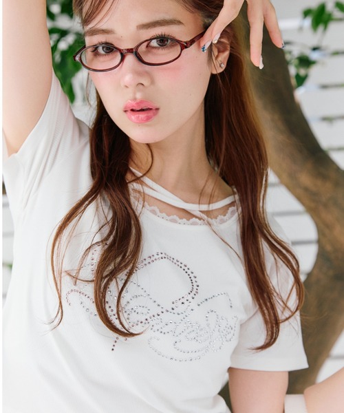 OLIVE des OLIVE（オリーブデオリーブ）の「【デイリー使いにも◎】カラフルTシャツ（Tシャツ/カットソー・レディース・オフホワイト/サックスブルー/ミント/ネイビー/レッド/ピンク・FREE）」の7枚目の写真