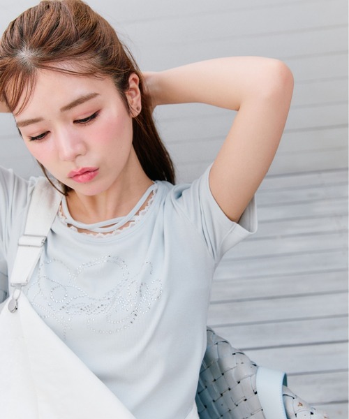 OLIVE des OLIVE（オリーブデオリーブ）の「【デイリー使いにも◎】カラフルTシャツ（Tシャツ/カットソー・レディース・オフホワイト/サックスブルー/ミント/ネイビー/レッド/ピンク・FREE）」の14枚目の写真