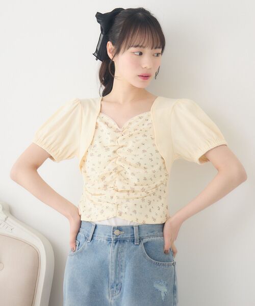 ems excite(エムズエキサイト)の「ボレロレイヤード風CT(Tシャツ/カットソー・レディース・イエロー/ブルー/ナチュラル・FREE)」の6枚目の写真