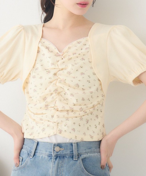 ems excite(エムズエキサイト)の「ボレロレイヤード風CT(Tシャツ/カットソー・レディース・イエロー/ブルー/ナチュラル・FREE)」の3枚目の写真