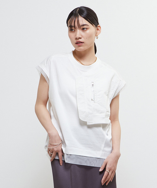SOFFITTO(ソフィット)の「【AULA AILA別注】MILITARY T-SHIRT(Tシャツ/カットソー・レディース・チャコールグレー/ホワイト・FREE)」の1枚目の写真