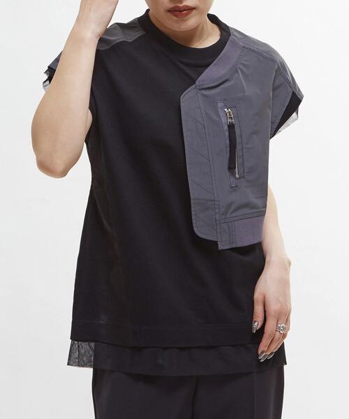 SOFFITTO(ソフィット)の「【AULA AILA別注】MILITARY T-SHIRT(Tシャツ/カットソー・レディース・チャコールグレー/ホワイト・FREE)」の2枚目の写真