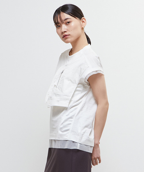 SOFFITTO(ソフィット)の「【AULA AILA別注】MILITARY T-SHIRT(Tシャツ/カットソー・レディース・チャコールグレー/ホワイト・FREE)」の3枚目の写真