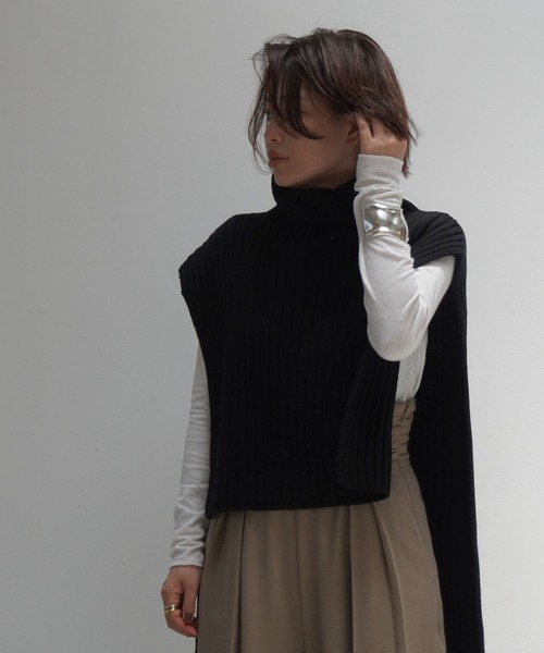 ETRE TOKYO ハーフジップタートルニットベスト＋ROKUモヘヤニット ETRE TOKYO ニットベスト ETRE TOKYO ハーフジップタートルニット