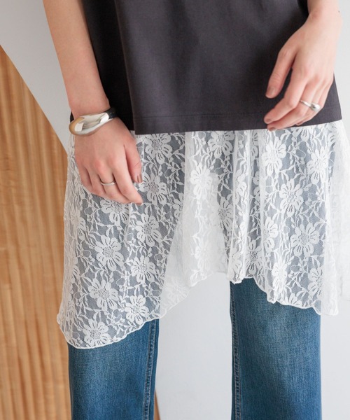 LOWRYS FARM（ローリーズファーム）の「マルチWAYレーススカート　497453（スカート・レディース・ホワイト/ブラック・FREE）」の4枚目の写真