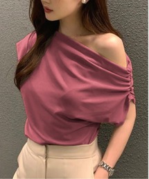 Evo+Revo（エボレボ）の「”美シルエットを叶える” ワンショルダードレープTee（Tシャツ/カットソー）」