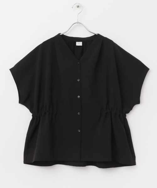 セール】『再入荷』Vネックウエストギャザーブラウス（シャツ/ブラウス