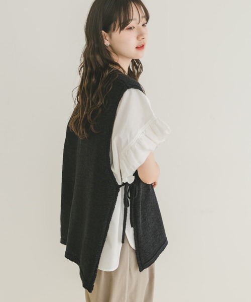 新品未使用タグ付き◆plage イタリアンヤーン　ニットベスト SENSE OF PLACE｜クロップドフェザーヤーンニットベスト