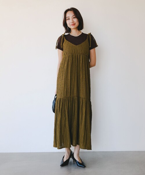 B:MING by BEAMS（ビーミングバイビームス）の「ジャカード キャミ ワンピース（S～M）（ワンピース・レディース・ブラック/カーキ・MEDIUM/SMALL）」の16枚目の写真