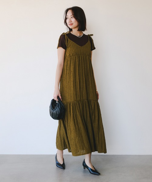 B:MING by BEAMS（ビーミングバイビームス）の「ジャカード キャミ ワンピース（S～M）（ワンピース・レディース・ブラック/カーキ・MEDIUM/SMALL）」の4枚目の写真