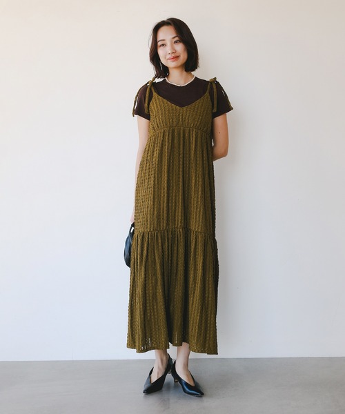 B:MING by BEAMS（ビーミングバイビームス）の「ジャカード キャミ ワンピース（S～M）（ワンピース・レディース・ブラック/カーキ・MEDIUM/SMALL）」の3枚目の写真