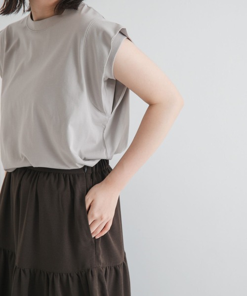 EKAL（エカル）の「T/Cプレーティング天竺フリルTシャツ（Tシャツ/カットソー・レディース・ブラウン系その他/ブラウン/ベージュ系その他・ONE）」の14枚目の写真