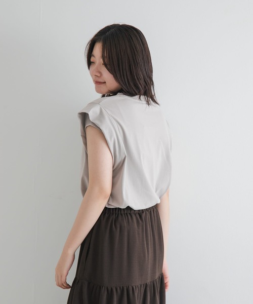 EKAL（エカル）の「T/Cプレーティング天竺フリルTシャツ（Tシャツ/カットソー・レディース・ブラウン系その他/ブラウン/ベージュ系その他・ONE）」の15枚目の写真