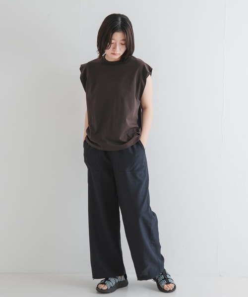 EKAL（エカル）の「T/Cプレーティング天竺フリルTシャツ（Tシャツ/カットソー・レディース・ブラウン系その他/ブラウン/ベージュ系その他・ONE）」の20枚目の写真