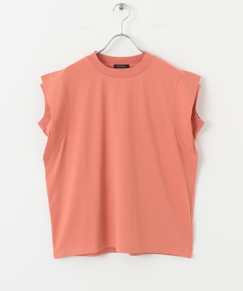 EKAL（エカル）の「T/Cプレーティング天竺フリルTシャツ（Tシャツ/カットソー・レディース・ブラウン系その他/ブラウン/ベージュ系その他・ONE）」の5枚目の写真