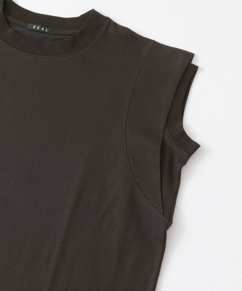 EKAL（エカル）の「T/Cプレーティング天竺フリルTシャツ（Tシャツ/カットソー・レディース・ブラウン系その他/ブラウン/ベージュ系その他・ONE）」の10枚目の写真