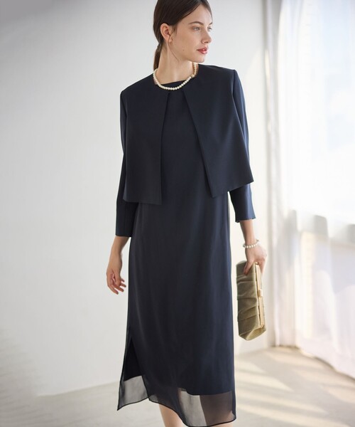 セール】【APPLAUDIR】シフォンジョーゼット コンビドレス（ドレス
