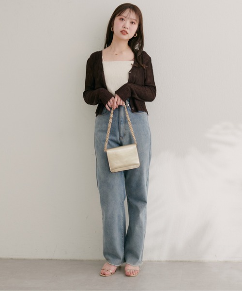 natural couture（ナチュラルクチュール）の「針抜きリブVネックシアーカーディガン（カーディガン/ボレロ・レディース・オフホワイト/ピンク/ブラウン/グレー/ボルドー/ブラック・FREE）」の17枚目の写真