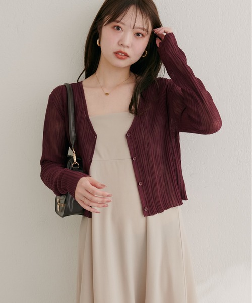 stunninglure ｒシアーリブVネックカーディガン スタニングルアー/STUNNING LURE】のrシアーリブVネックカーディガン