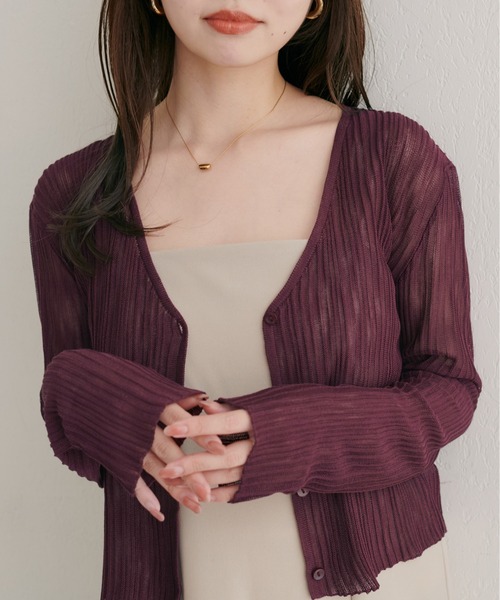 stunninglure ｒシアーリブVネックカーディガン スタニングルアー/STUNNING LURE】のrシアーリブVネックカーディガン