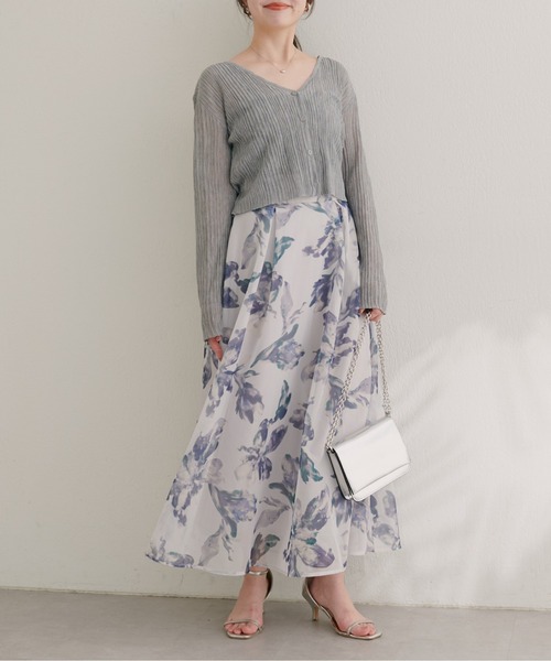 natural couture（ナチュラルクチュール）の「針抜きリブVネックシアーカーディガン（カーディガン/ボレロ・レディース・オフホワイト/ピンク/ブラウン/グレー/ボルドー/ブラック・FREE）」の15枚目の写真