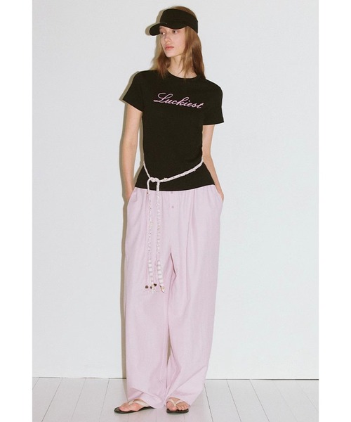 シンプルデザイン レタリングプリント 半袖Tシャツ FX25S403